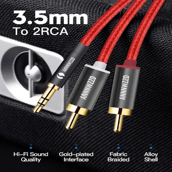 RCA Kábel 3,5 mm Jack na 2 RCA Aux Kábel 3,5 mm na 2RCA Adaptér Rozdeľovač Audio Kábel pre TV Box, Audio, Domáce Kino Drôt Reproduktora