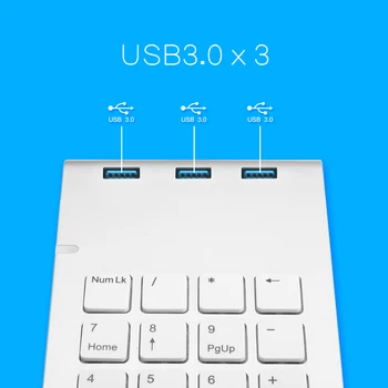 Rocketek USB Numerická Klávesnica 18 Tlačidlá Mini USB 3.0 Rozbočovače pre Digitálne Klávesnica Ultra Slim Číslo Pad Výpočet, PC, Notebook