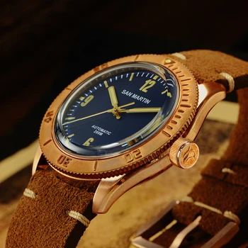 San Martin Nové Cusn8 Bronz Automatické Hodinky Potápačské Náramkové hodinky Zafírové Sklo Muži Mechanické Hodinky Relojes Vode Odolný