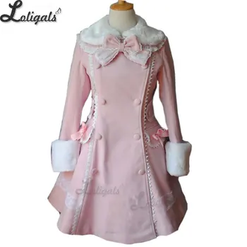 Sladké Žien Dlhý Zimný Kabát Girl Pink Lolita Zimný Kabát Plus Veľkosť Vlastné Prispôsobené
