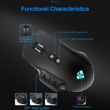 USB RGB Káblové pripojenie Hernej Myši 24000 DPI 16 Tlačidlá Programovateľné Hra Myší Podsvietenie Ergonomický tvar, Notebook, Počítač PC