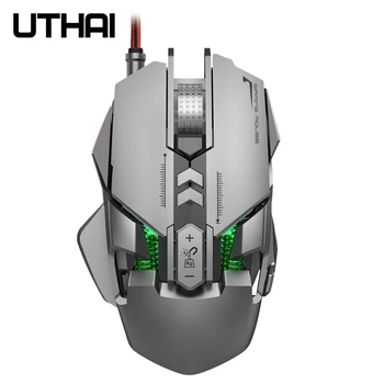 UTHAI DB29 nové Káblové mechanické hernej myši RGB light emitting 7-tlačidlo makro definícia myš podporuje stlačte zbraň 6400 dpi)