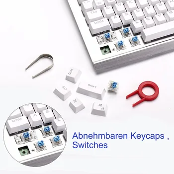 Z-77 RGB Mechanical Gaming Keyboard, Programovateľné RGB Podsvietenie, DIY Modrá Prepínače,Zápästie Zvyšok, 104 Tlačidiel Anti Tieňov,Biela,čierna