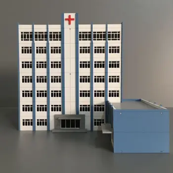 Zahraničné Budovy Nemocnice Model Nemocnici 7-Príbeh Bielej Budove N Rozsahu 1/160 Piesku Tabuľky Modely