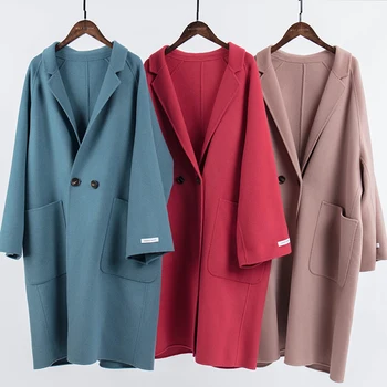 Zimné vlny kabát ženy plus veľkosť vlnené a cashmere casaco sobretudo feminino dámske dlhé bundy kabáty 2019 nový príchod