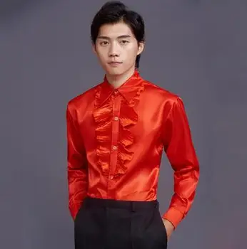 Zlato prehrabať tričko mužov tričko s dlhým rukávom teenage kórejský tričko pánske osobnosti fáze spevák tanečné módne slim oblečenie