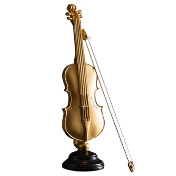 Zlaté Husle Saxofón Figúrky Miestnosti Dekorácie Displej Rekvizity Miniatúrny Model Artcrafts Živice Hudobný Nástroj Narodeninám