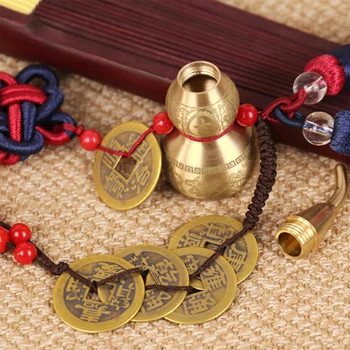 Čínsky Uzol Feng Shui Zdobenie Budhistické Šesť Mantry Wu Lou HuLu Zliatin Medi Tekvica Amulet Domáce Dekorácie Príslušenstvo Vintag