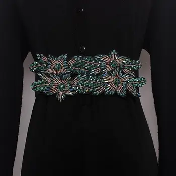 Ženské dráhy módne diamanty korálkové elastické Cummerbunds ženské Šaty, Korzety Opasok Pásy dekorácie široký pás R1696
