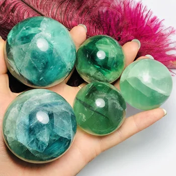 Veľká veľkosť najvyššej kvality vysoko leštené zelená fluorite quartz oblasti crystal drahokam loptu uzdravenie